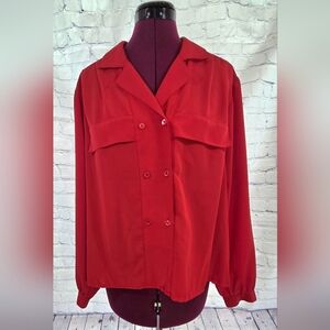 Da-Rue *Vintage* Red Boxy Button Down Shirt with Notched Collar
